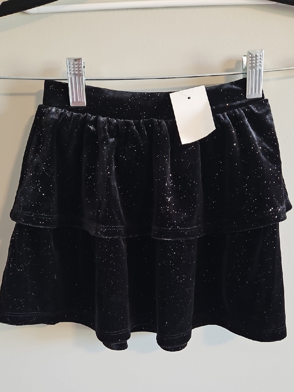Crewcuts Black Velvet Tiered Mini Skirt with Sparkle Sz 4-5